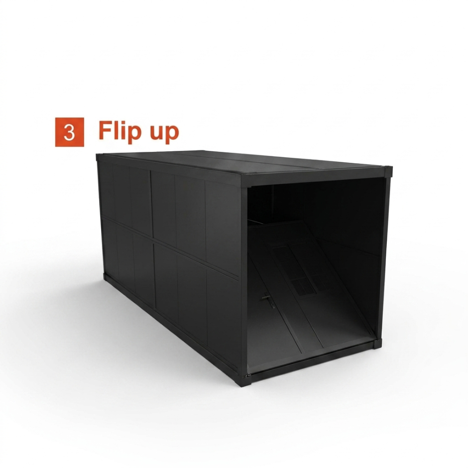 Storage unit assembly step: Flip up